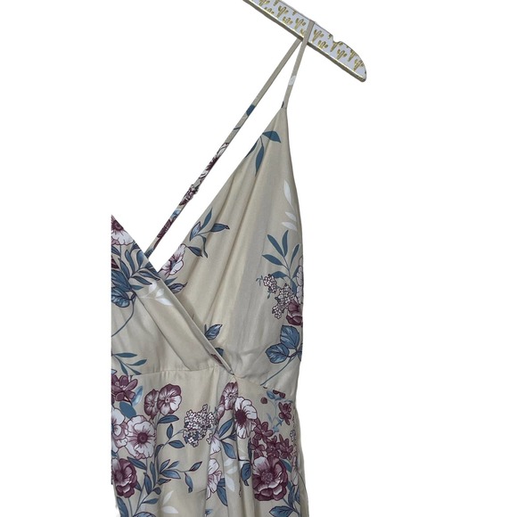 Lulus Maxi Dress Gild The Lily Beige Floral High Low Size Large Ruffle NWOT - Picture 5 of 8